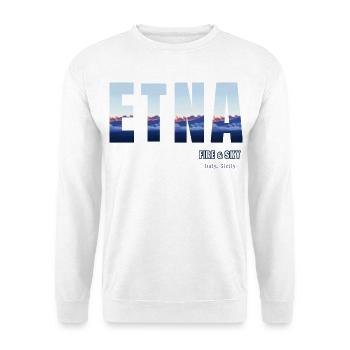 Etna Fire & Himmel: Sizilien Sunset - Unisex Pullover - Weiß - Vorne - Alina (178cm) & Michal (187cm)