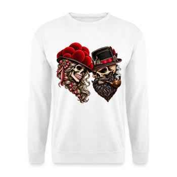 Schwarzwald Liebe – Totenkopf Paar - Unisex Pullover - Weiß - Vorne - Alina (178cm) & Michal (187cm)