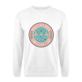 Herzabzeichen mit Stethoskop für registrierte Krankenschwestern - Unisex Pullover - Weiß - Vorne - Alina (178cm) & Michal (187cm)