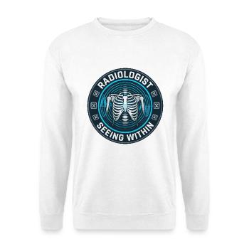 Radiologe Röntgenröntgen medizinisches Abzeichen als Geschenk - Unisex Pullover - Weiß - Vorne - Alina (178cm) & Michal (187cm)