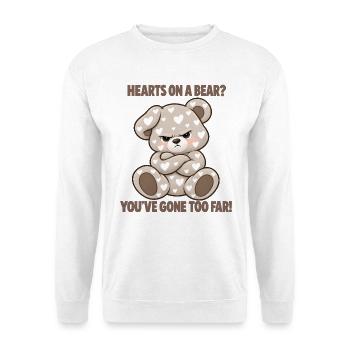 Grummeliger Bär mit Herzen - Unisex Pullover - Weiß - Vorne - Alina (178cm) & Michal (187cm)