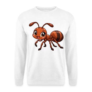 Ameise Kawaii Style – Süßes kleines Insekt - Unisex Pullover - Weiß - Vorne - Alina (178cm) & Michal (187cm)