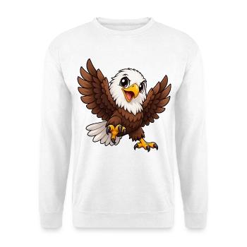 Weißkopfseeadler Kawaii Style – Süßer Adler - Unisex Pullover - Weiß - Vorne - Alina (178cm) & Michal (187cm)