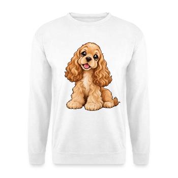 American Cocker Spaniel Kawaii Style – Süßer Hund - Unisex Pullover - Weiß - Vorne - Alina (178cm) & Michal (187cm)