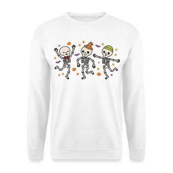 Tanzende Skelette Halloween Gruseliger Skeletttanz - Unisex Pullover - Weiß - Vorne - Alina (178cm) & Michal (187cm)