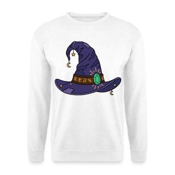 Vintage-Hexenhut-Halloween-Gruselsaison - Unisex Pullover - Weiß - Vorne - Alina (178cm) & Michal (187cm)
