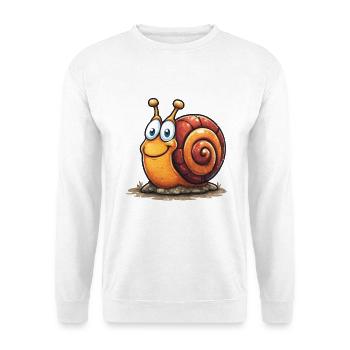 Fröhlicher Schnirkelschnecke Cartoon - Unisex Pullover - Weiß - Vorne - Alina (178cm) & Michal (187cm)