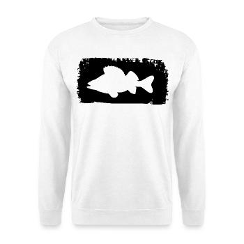 Barsch im Farbstrich - schwarz - Unisex Pullover - Weiß - Vorne - Alina (178cm) & Michal (187cm)