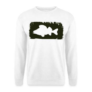 Barsch im Farbstrich - grün - Unisex Pullover - Weiß - Vorne - Alina (178cm) & Michal (187cm)