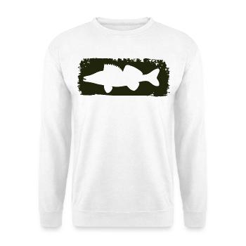 Zander im Farbstrich - grün - Unisex Pullover - Weiß - Vorne - Alina (178cm) & Michal (187cm)