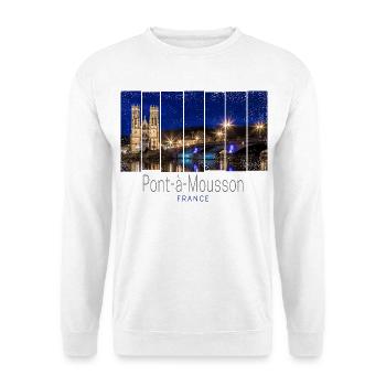 Pont a Mousson in Frankreich Vintage Panorama - Unisex Pullover - Weiß - Vorne - Alina (178cm) & Michal (187cm)
