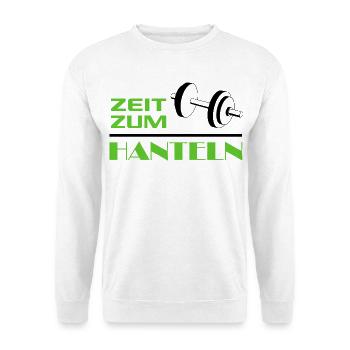 Zeit zum Hanteln Bodybuilder Bodybuilding Sport - Unisex Pullover - Weiß - Vorne - Alina (178cm) & Michal (187cm)