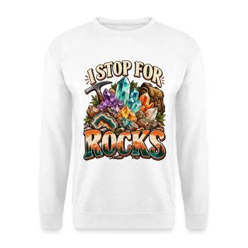 I Stop For Rocks Rockhounding Mineralien - Unisex Pullover - Weiß - Vorne - Alina (178cm) & Michal (187cm)