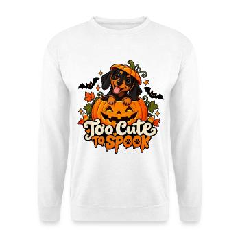 Halloween Dackel Too Cute To Spook - Unisex Pullover - Weiß - Vorne - Alina (178cm) & Michal (187cm)