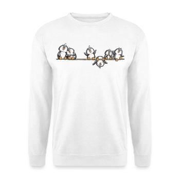 Pinguine Team Antarktis Tierhumor Cartoon - Unisex Pullover - Weiß - Vorne - Alina (178cm) & Michal (187cm)