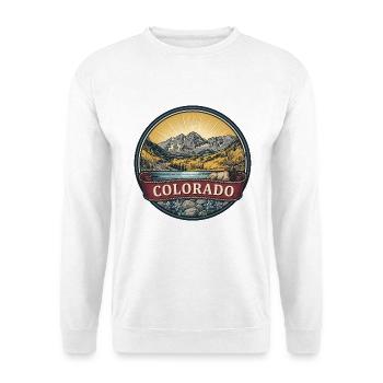 Colorado Rocky Mountains Retro-Reisegeschenk - Unisex Pullover - Weiß - Vorne - Alina (178cm) & Michal (187cm)