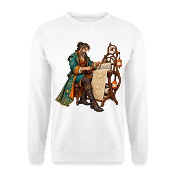 Renaissancemeister am Webstuhl - Unisex Pullover - Weiß - Vorne - Alina (178cm) & Michal (187cm)