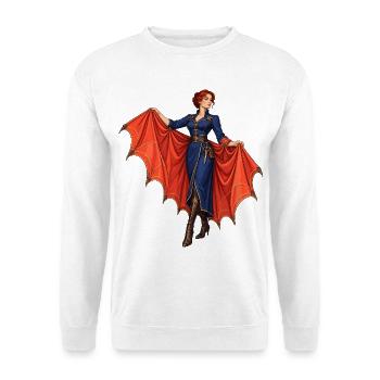 Vampir-Diva mit roten Flügeln - Unisex Pullover - Weiß - Vorne - Alina (178cm) & Michal (187cm)