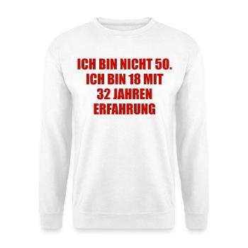 50 mit 32 Jahren Erfahrung - Unisex Pullover - Weiß - Vorne - Alina (178cm) & Michal (187cm)