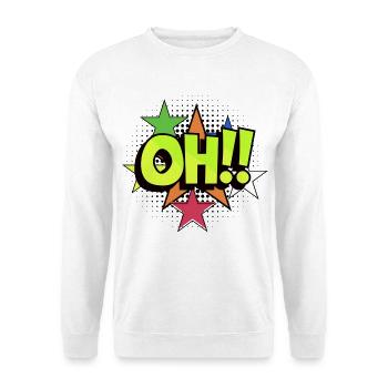 OH Pop Art Burst Neon Stars - Unisex Pullover - Weiß - Vorne - Alina (178cm) & Michal (187cm)