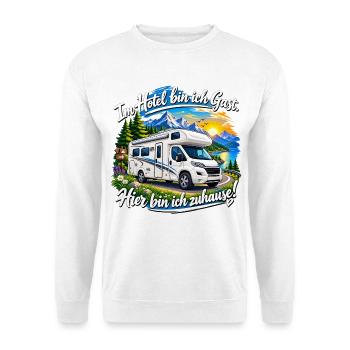 Wohnmobil , Camping Kult , Reisemobil Hotel - Unisex Pullover - Weiß - Vorne - Alina (178cm) & Michal (187cm)