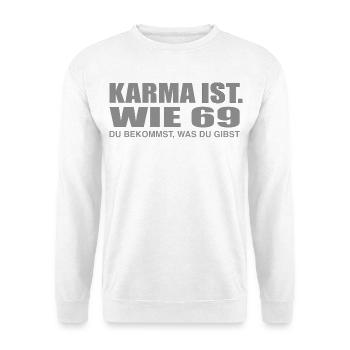Karma 69  - Unisex Pullover - Weiß - Vorne - Alina (178cm) & Michal (187cm)