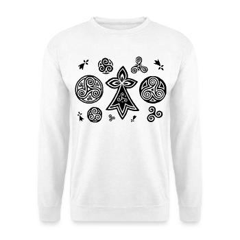 Bretonische Triskels und Hermines - Unisex Pullover - Weiß - Vorne - Alina (178cm) & Michal (187cm)