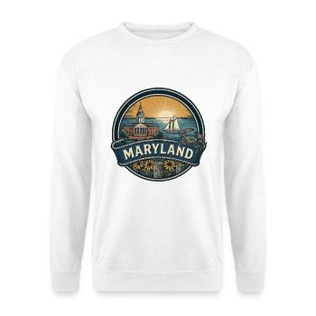 Maryland Chesapeake Bay Vintage Reisegeschenk - Unisex Pullover - Weiß - Vorne - Alina (178cm) & Michal (187cm)