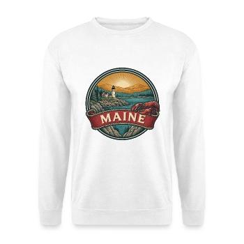 Maine Coastal Lighthouse Vintage-Reisegeschenk - Unisex Pullover - Weiß - Vorne - Alina (178cm) & Michal (187cm)