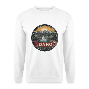 Idaho Sawtooth Mountains Naturreisegeschenk - Unisex Pullover - Weiß - Vorne - Alina (178cm) & Michal (187cm)