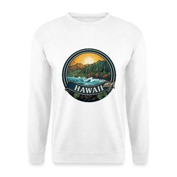Hawaii Na Pali Coast Retro Surf-Reisegeschenk - Unisex Pullover - Weiß - Vorne - Alina (178cm) & Michal (187cm)