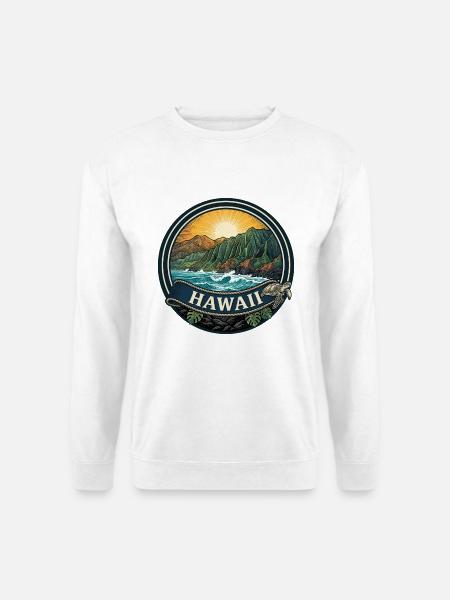 Hawaii Na Pali Coast Retro Surf-Reisegeschenk - Unisex Pullover - Weiß