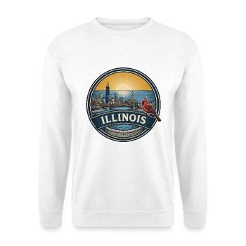 Illinois Chicago Skyline Vintage-Reisegeschenk - Unisex Pullover - Weiß - Vorne - Alina (178cm) & Michal (187cm)