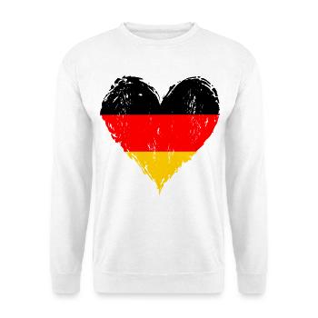 Deutschland Flagge Herz used - Unisex Pullover - Weiß - Vorne - Alina (178cm) & Michal (187cm)