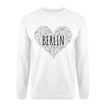 Berlin Herz aus U- und S-Bahnhöfen - Unisex Pullover - Weiß - Vorne - Alina (178cm) & Michal (187cm)