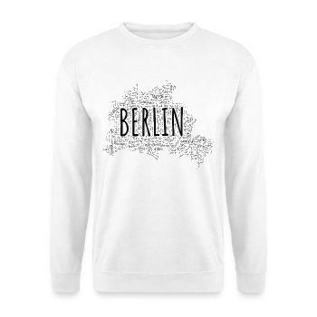 Berlin Stadtkarte aus U- und S-Bahnhöfen - Unisex Pullover - Weiß - Vorne - Alina (178cm) & Michal (187cm)