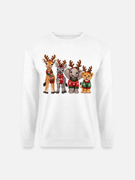 Safari Tiere mit Rentiergeweih zu Weihnachten - Unisex Pullover - Weiß