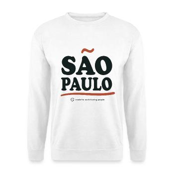 São Paulo Retrotypografie - Unisex Pullover - Weiß - Vorne - Alina (178cm) & Michal (187cm)