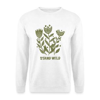 Stand Wild Botanical Print - Unisex Pullover - Weiß - Vorne - Alina (178cm) & Michal (187cm)