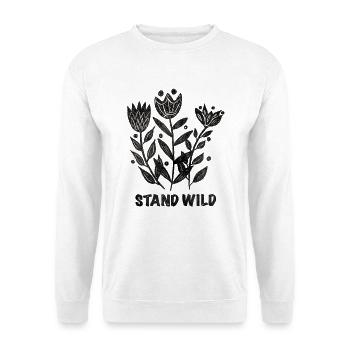 Stand Wild Floral Botanical Print Schwarz - Unisex Pullover - Weiß - Vorne - Alina (178cm) & Michal (187cm)