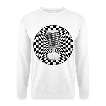 Vintage-Mikrofon - Unisex Pullover - Weiß - Vorne - Alina (178cm) & Michal (187cm)