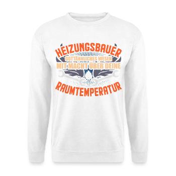Heizungsbauer Geschenk - Unisex Pullover - Weiß - Vorne - Alina (178cm) & Michal (187cm)