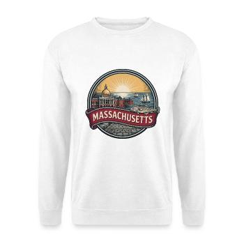 Massachusetts Boston Vintage-Reisesouvenir - Unisex Pullover - Weiß - Vorne - Alina (178cm) & Michal (187cm)