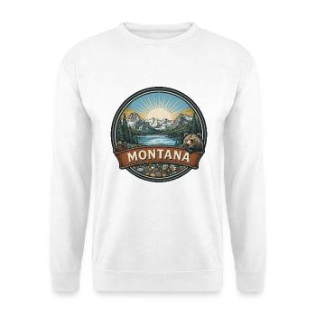 Montana-Gletscher-Nationalpark-Reiseabzeichen - Unisex Pullover - Weiß - Vorne - Alina (178cm) & Michal (187cm)