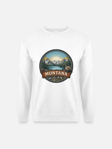 Montana-Gletscher-Nationalpark-Reiseabzeichen - Unisex Pullover - Weiß