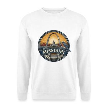 Reisegeschenk des Missouri St. Louis Gateway Arch - Unisex Pullover - Weiß - Vorne - Alina (178cm) & Michal (187cm)