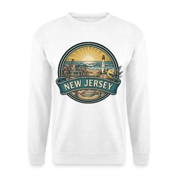 New Jersey Cape May Coast Retro-Reisegeschenk - Unisex Pullover - Weiß - Vorne - Alina (178cm) & Michal (187cm)