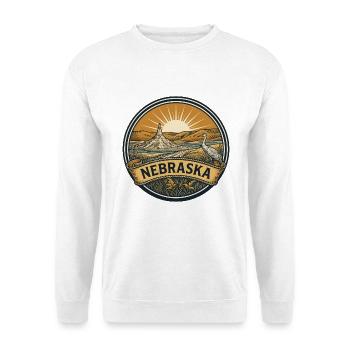 Nebraska Chimney Rock Prairie Reisegeschenk - Unisex Pullover - Weiß - Vorne - Alina (178cm) & Michal (187cm)