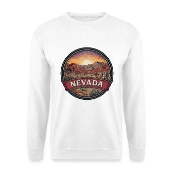 Nevada Red Rock Desert Vintage Reisegeschenk - Unisex Pullover - Weiß - Vorne - Alina (178cm) & Michal (187cm)