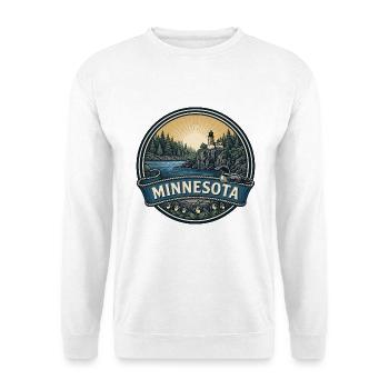 Minnesota Split Rock Loon Retro-Reisegeschenk - Unisex Pullover - Weiß - Vorne - Alina (178cm) & Michal (187cm)